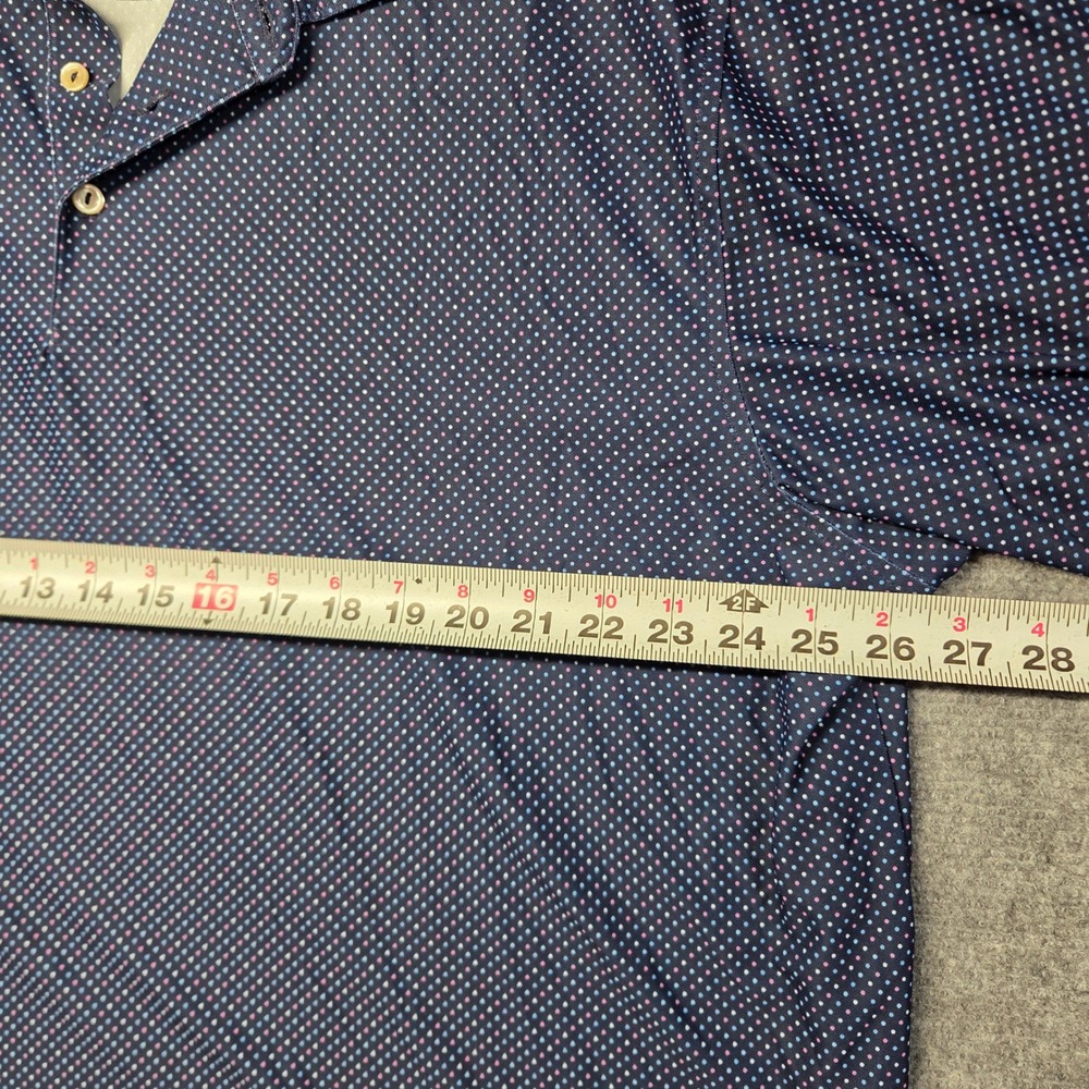 Peter Millar Summer Comfort Polo Shirt Mens XXL Navy Pink Blue Polka Dot Golf - Picture 7 of 11